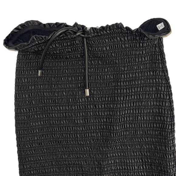 NEW NWT A.L.C. Black Drawstring Jaclyn Shirred Coated Midi Skirt Size 8 - Picture 8 of 16